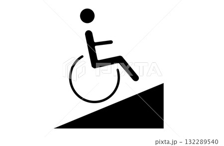 車椅子とスロープのピクト素材アイコン 車椅子とスロープのピクト素材アイコン 132289540