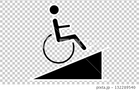 車椅子とスロープのピクト素材アイコン 車椅子とスロープのピクト素材アイコン 132289540