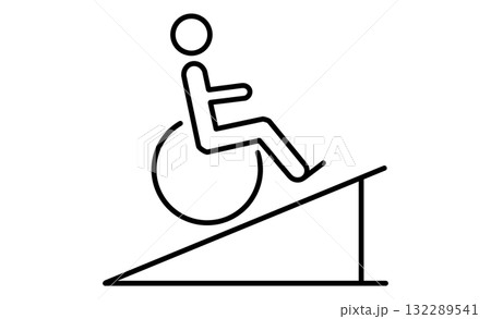車椅子とスロープのピクト素材アイコン 132289541
