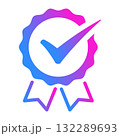 チェックマークのバッジアイコン　認証マーク　歯車　グラデーション　RGB 132289693