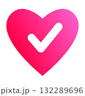 チェックマークのバッジアイコン　認証マーク　ハート　RGB 132289696
