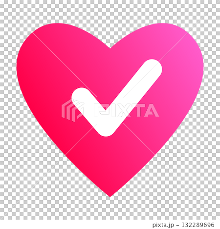Check mark badge icon, certification mark, heart, RGB Check mark badge icon, certification mark, heart, RGB 132289696