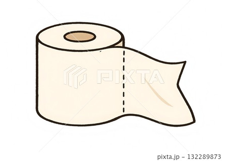 紙端を垂らしたトイレットペーパーのかわいいアイコン 紙端を垂らしたトイレットペーパーのかわいいアイコン 132289873
