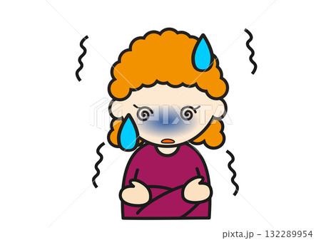 悪寒を感じる赤毛の白人の女の子 132289954