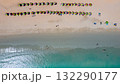 Aerial view of turquoise sea with colorful umbrella at Kata beach in Phuket, Thailand. 132290177