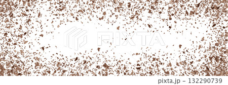 Chocolate crumbs top view on white bg Chocolate crumbs top view on white bg 132290739