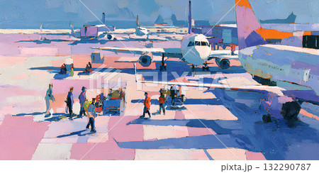 国際空港の風景(油彩風) / International Airport Scene 国際空港の風景(油彩風) / International Airport Scene 132290787