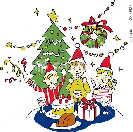 子どもたちの楽しいクリスマスパーティーのイラスト 子どもたちの楽しいクリスマスパーティーのイラスト 132290922