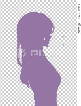 陷入困境的女人的輪廓剪影 132290941