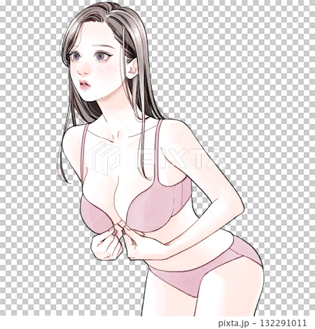 ブラジャーを着ける女性 ブラジャーを着ける女性 132291011