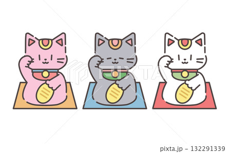 金運を招く右手の招き猫イラストセット Lucky Maneki Neko with Coin set 金運を招く右手の招き猫イラストセット Lucky Maneki Neko with Coin set 132291339