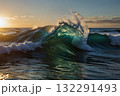 Closeup sea waves sunset time 132291493