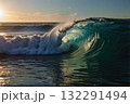 Closeup sea waves sunset time 132291494