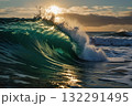 Closeup sea waves sunset time 132291495