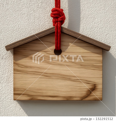 木の温もりを感じる絵馬札 ― 願いを込める日本の伝統 132291512