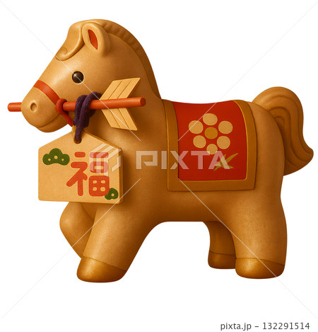 破魔矢と黄金の馬 ― 幸運を招く新年の祈り 破魔矢と黄金の馬 ― 幸運を招く新年の祈り 132291514