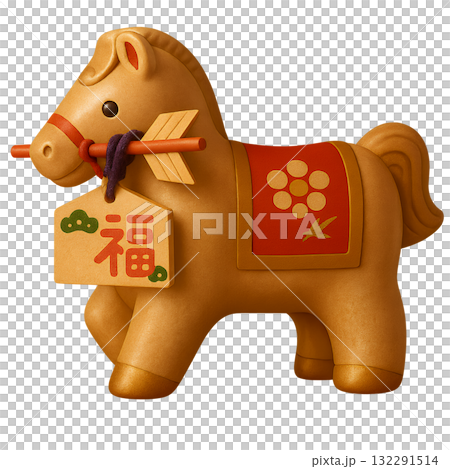 破魔矢と黄金の馬 ― 幸運を招く新年の祈り 破魔矢と黄金の馬 ― 幸運を招く新年の祈り 132291514