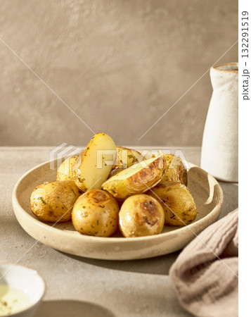 plate of roasted potatoes plate of roasted potatoes 132291519