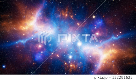 Deep space background with glowing nebula, stars, and galaxies for concept of universe, astronomy, science, or futuristic wallpaper 132291623