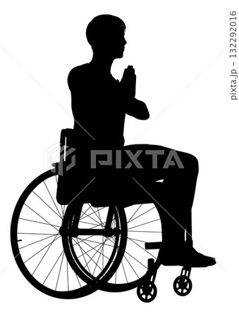 Silhouette Man Wheelchair Hands in Prayer Silhouette Man Wheelchair Hands in Prayer 132292016