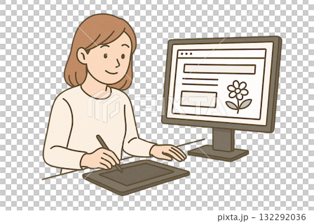 就労支援　職業訓練　パソコンでチラシの制作をしている様子 132292036