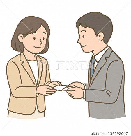 就労支援 職業訓練 名刺交換の練習をしている様子 就労支援 職業訓練 名刺交換の練習をしている様子 132292047