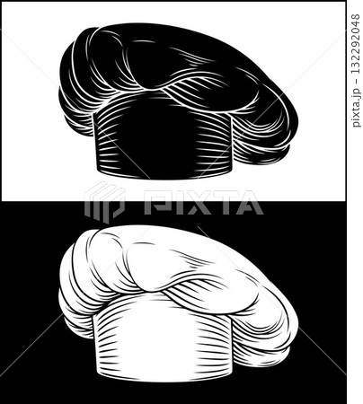 Cook Baker Chef Hat Cap Woodcut Illustration Cook Baker Chef Hat Cap Woodcut Illustration 132292048
