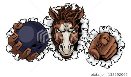 Horse Mustang Stallion Bowling Sports Team Mascot Horse Mustang Stallion Bowling Sports Team Mascot 132292063
