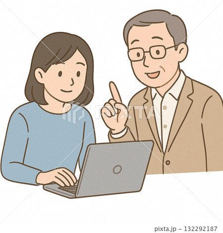 就労支援　職業訓練　パソコン基礎の訓練をしている様子 132292187