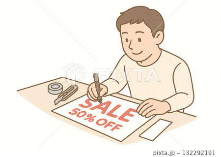 就労支援 職業訓練 POP制作をしている様子 就労支援 職業訓練 POP制作をしている様子 132292191