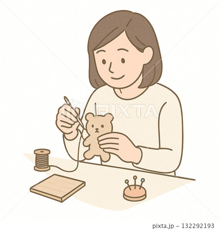 就労支援　職業訓練　手芸をしている様子 132292193