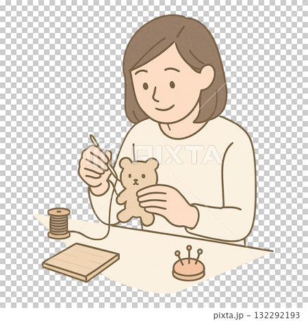 就労支援　職業訓練　手芸をしている様子 132292193