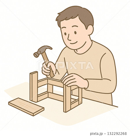 就労支援 職業訓練 DIYで組み立て作業をしている様子 就労支援 職業訓練 DIYで組み立て作業をしている様子 132292268