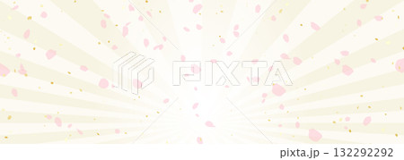 放射光と舞い飛ぶピンク色の花びらの背景イラスト 132292292