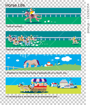 4コマ漫画,午年,馬のイラストストーリー,コミック 132292354