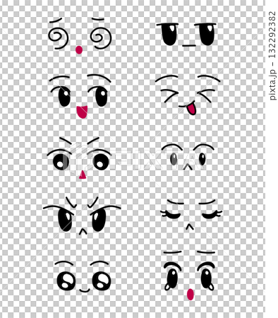 Cute anime eyes for element, facial expression and illustration 132292382