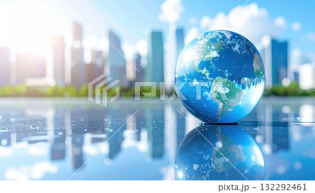 《AI画像》都市風景とガラスの地球儀 《AI画像》都市風景とガラスの地球儀 132292461