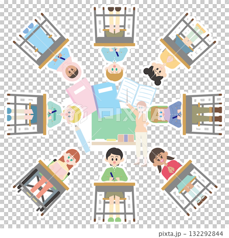 様々な子供が勉強する 132292844
