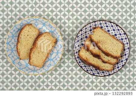 Cake Slices on Patterned Cloth 132292893