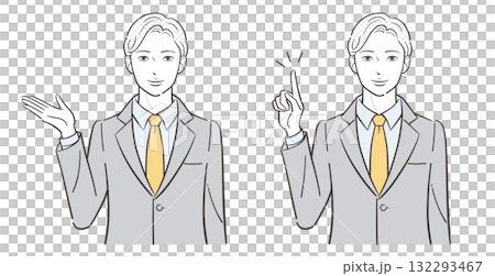 A male business person giving guidance, pointing and explaining, vector illustration A male business person giving guidance, pointing and explaining, vector illustration 132293467