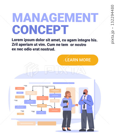 Management concept business workflow team discussion flowchart diagram office people professional collaboration workspace presentation website banner Management concept business workflow team discussion flowchart diagram office people professional collaboration workspace presentation website banner 132294480