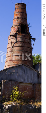 Close-up view of an old smelter called Mala dohoda. A place where lime was made from limestone. Technical monument. Ostrov u Macochy village, South Moravia, Czech Republic. Close-up view of an old smelter called Mala dohoda. A place where lime was made from limestone. Technical monument. Ostrov u Macochy village, South Moravia, Czech Republic. 132294751
