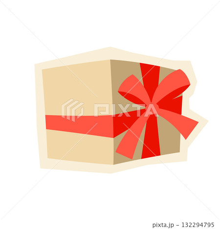 Illustration of gift box. Craft present for celebration, discount or promotion. Illustration of gift box. Craft present for celebration, discount or promotion. 132294795