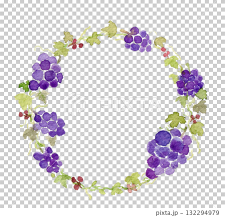 Watercolor grape wreath 132294979