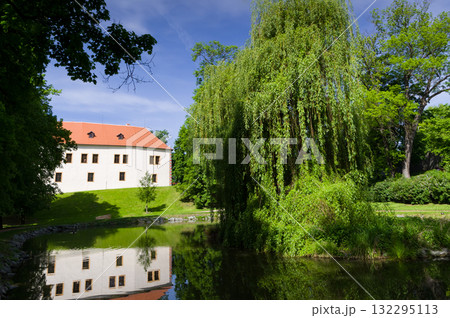 Renaissance castle Blansko. View from the castle park.  South Moravia, Czech Republic. 132295113