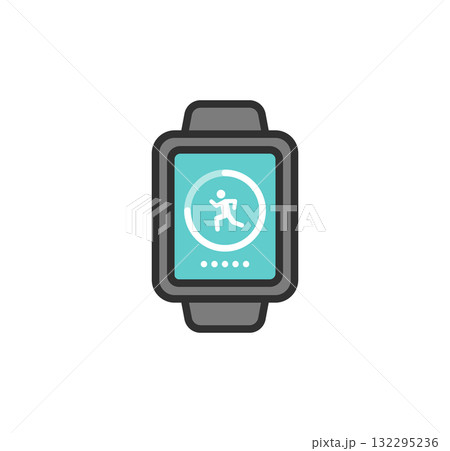 万歩計アプリ スマートウォッチのアイコンイラスト 132295236
