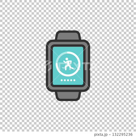 万歩計アプリ スマートウォッチのアイコンイラスト 132295236