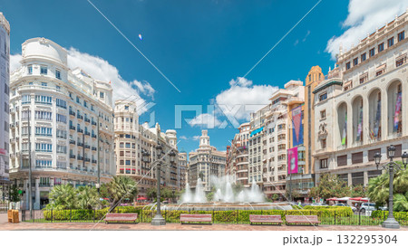 Fountain on Town Hall Square timelapse hyperlapse in Valencia, Spain Fountain on Town Hall Square timelapse hyperlapse in Valencia, Spain 132295304