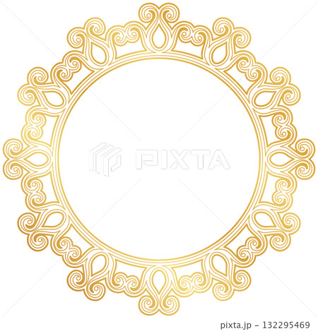 ヨーロッパ風の美しい飾りとゴールドグラデーションのサークルフレーム 132295469