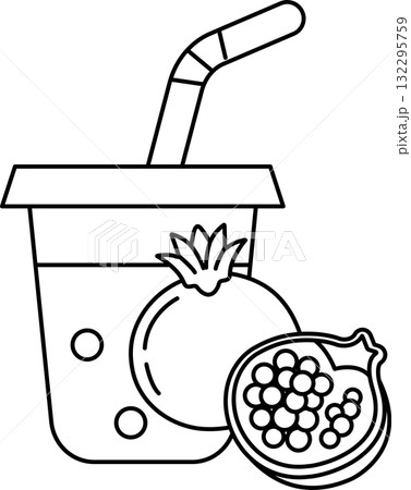 A cup of juice with a straw and a piece of fruit in it A cup of juice with a straw and a piece of fruit in it 132295759